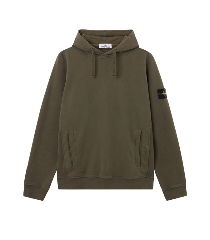 Stone Island - Felpe - brushed organic cotton fleece verde militare